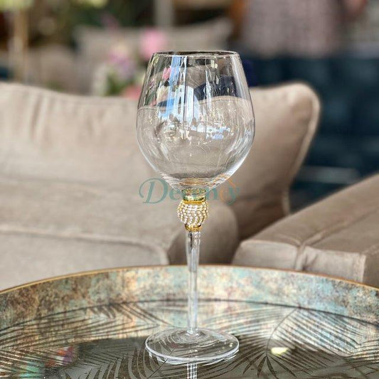 6 Pcs Evoque Elite Gold Ball Gold Rimmed Wine Glass Set