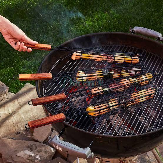 BBQ Kabob Grilling Basket, Roasting Grill Net - Decency