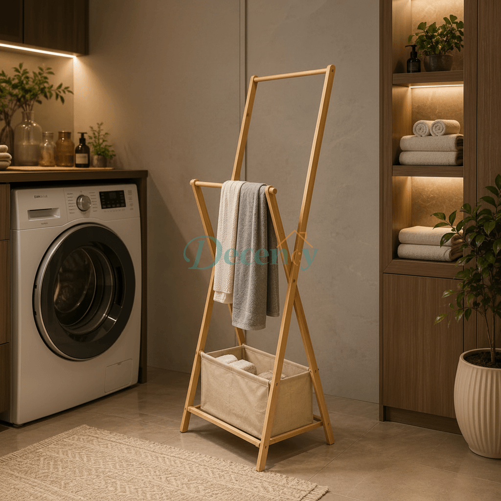 Space-Saving Foldable Clothing Rack – Bamboo A-Frame Organize