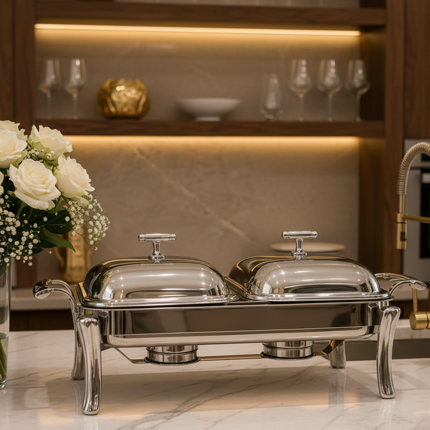 Luxe Double Serving Rectangular Chafing Dish - 1.5L x 2