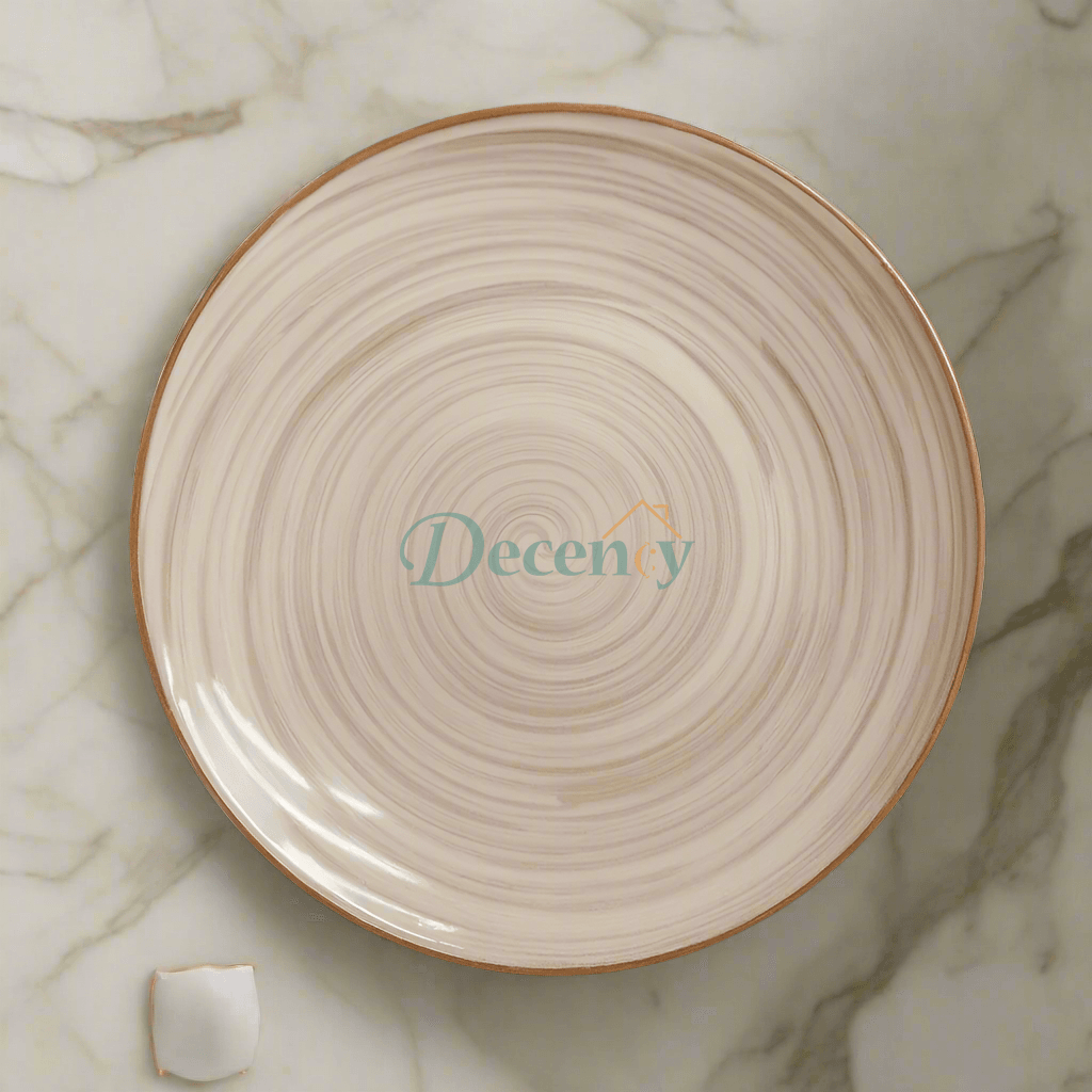 minimalist ceramic dinner plate, beige spiral plate, Danny Home dinnerware, textured ceramic plate, modern tableware, neutral tone dish