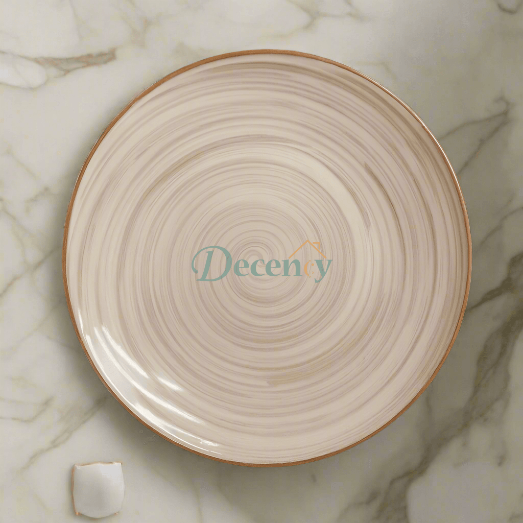 minimalist ceramic dinner plate, beige spiral plate, Danny Home dinnerware, textured ceramic plate, modern tableware, neutral tone dish