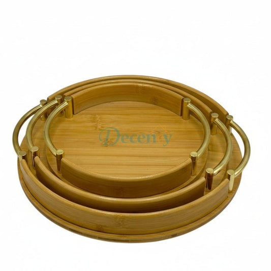 Imported Round Bamboo Tray Set – 3-Piece