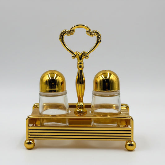 Luxury Elegant Golden Salt & Pepper Shaker Set with Stand