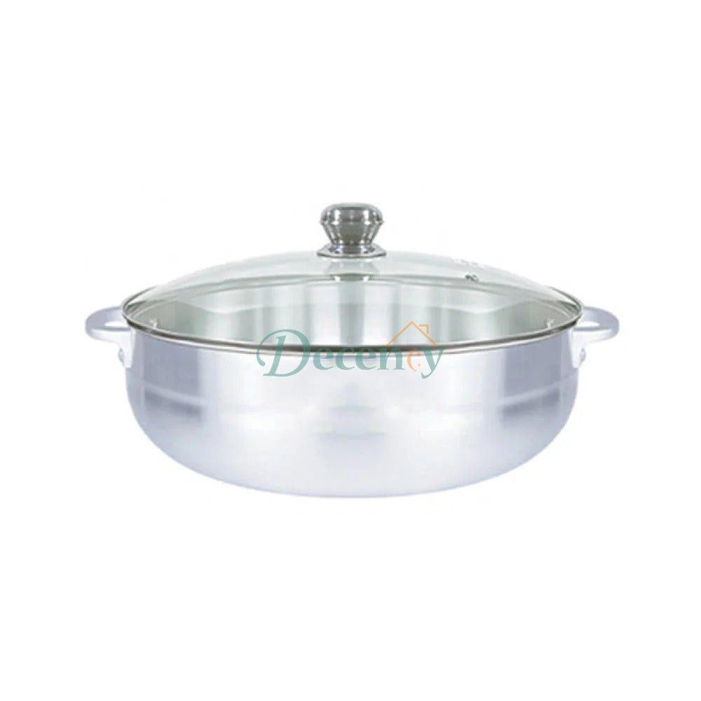 heavy-duty caldero pot, stew cooking pot, rice and curry cookware, simmering pot with lid, thick base stew pot, aluminum caldero, family-size cooking pot, SimmerLux pot