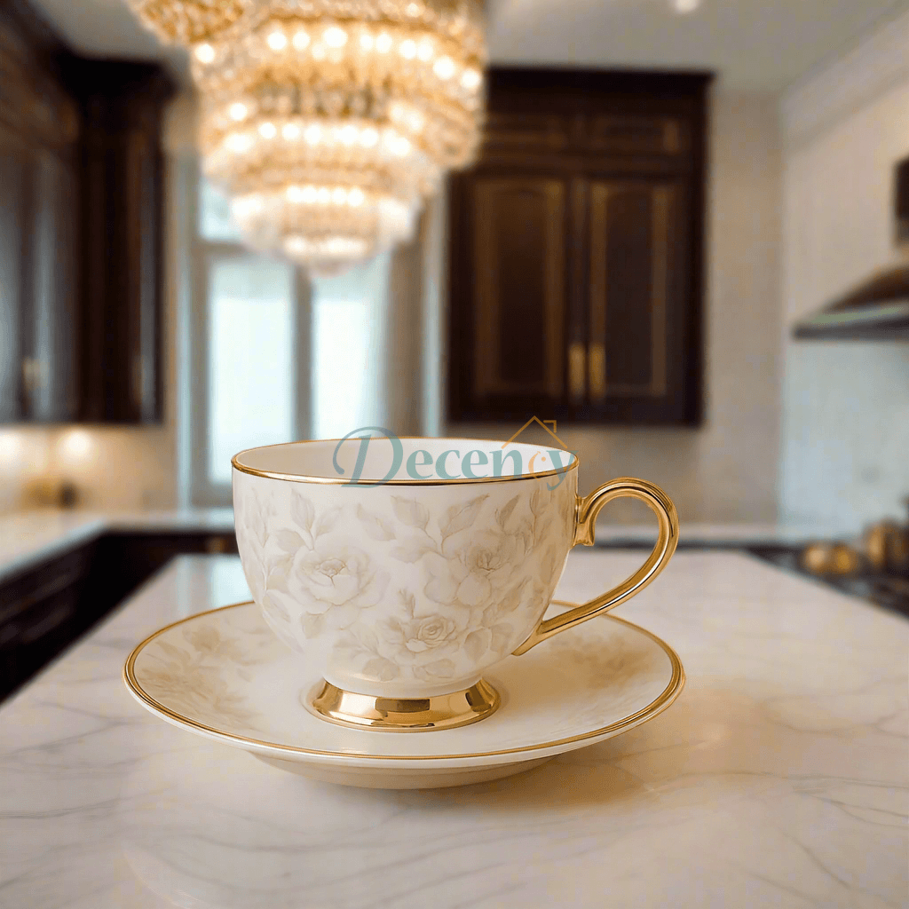 rose porcelain tea set, Johnson Brothers floral tea cups, 12-piece tea cup and saucer set, vintage rose tea set, elegant English tea service, rose pattern tea set