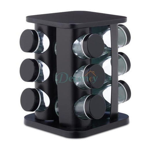 16 & 12 Pcs Stainless Steel Black Spice Jars