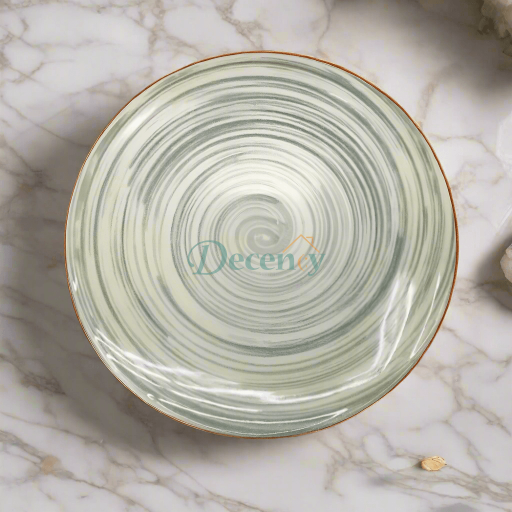 rustic ceramic dinner plate, swirl design dish, Danny Home tableware, earthy tone plate, handmade style dinner plate, ceramic spiral plate