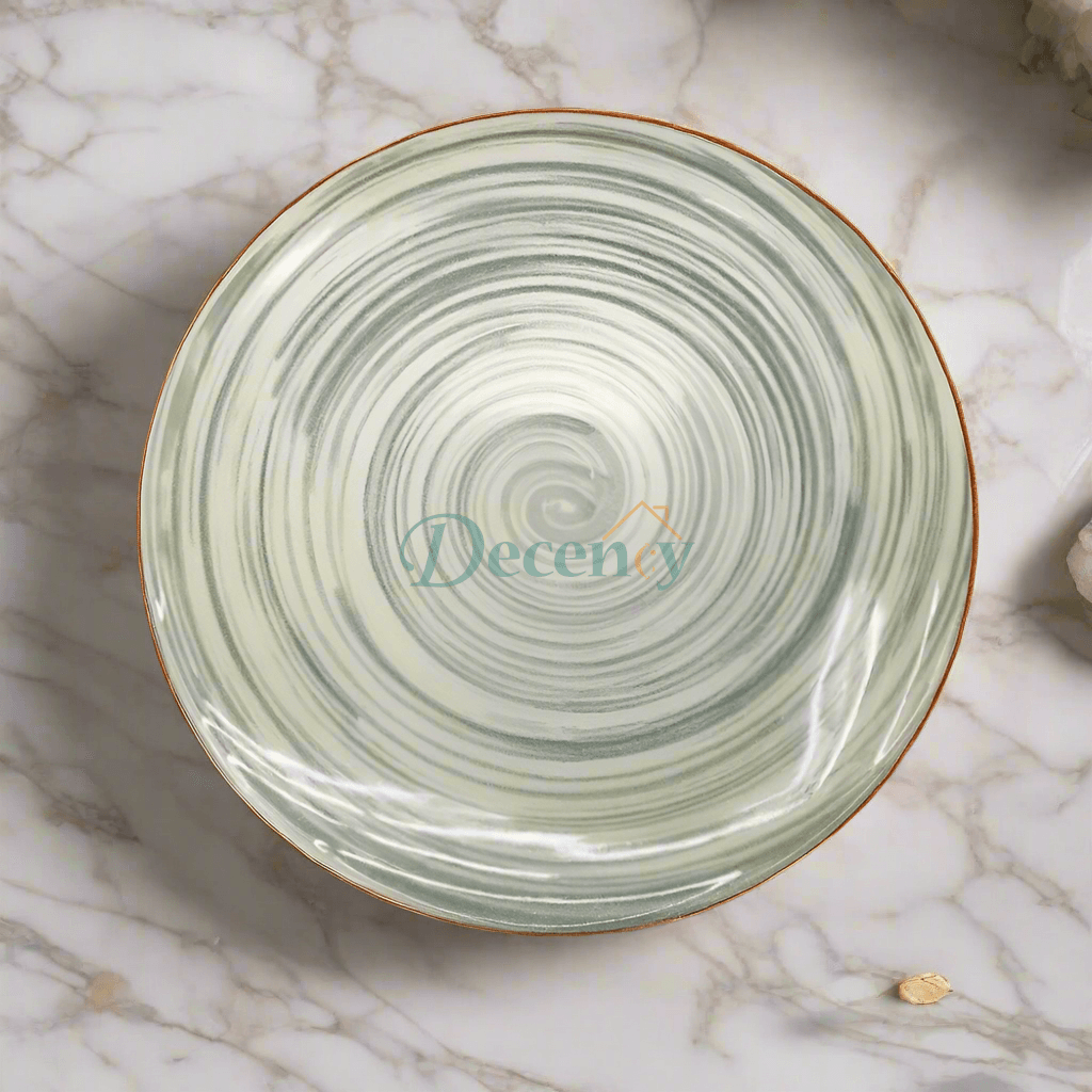 rustic ceramic dinner plate, swirl design dish, Danny Home tableware, earthy tone plate, handmade style dinner plate, ceramic spiral plate