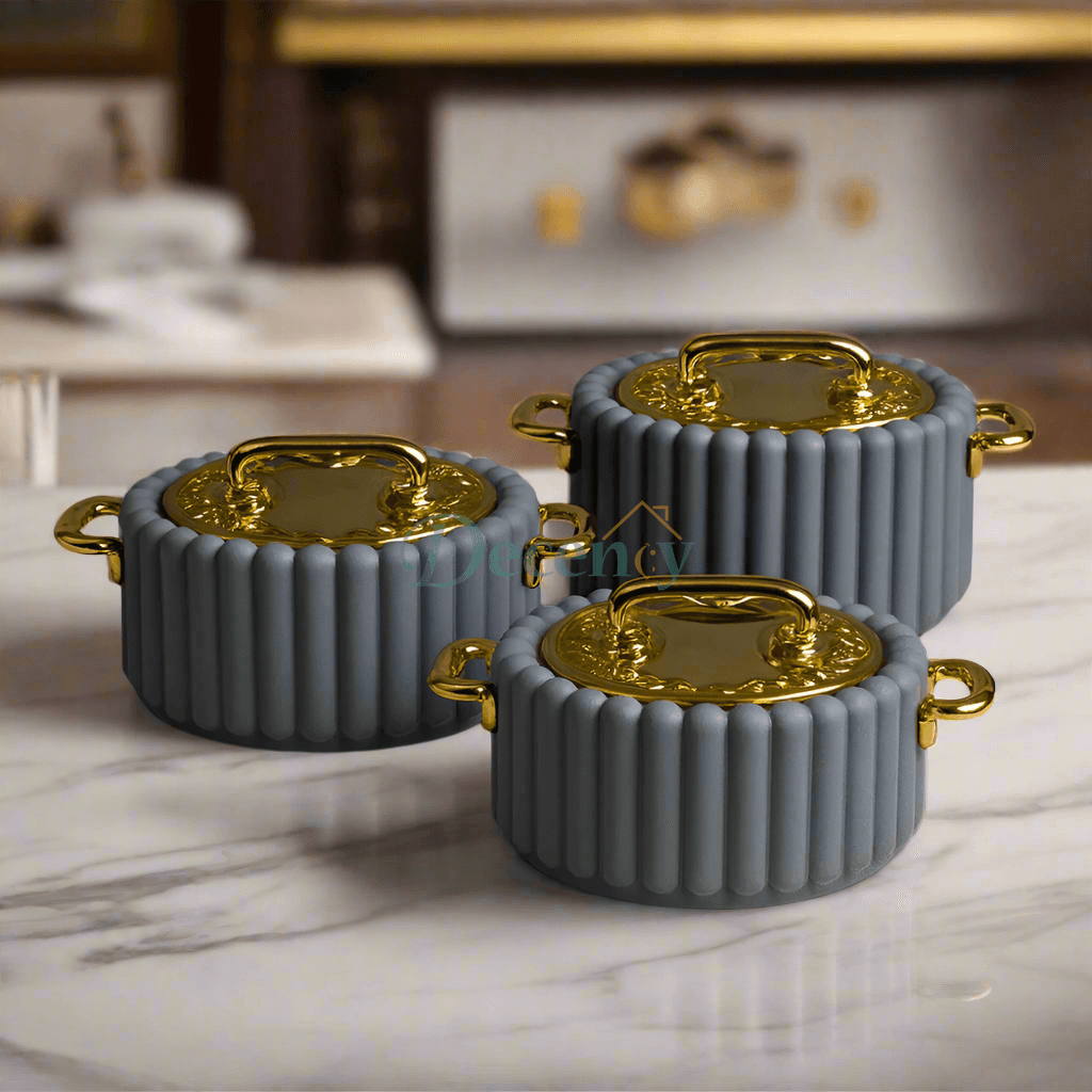 Elegantia Quilted Hotpot Set – 3-Piece Premium Insulated (Grey)