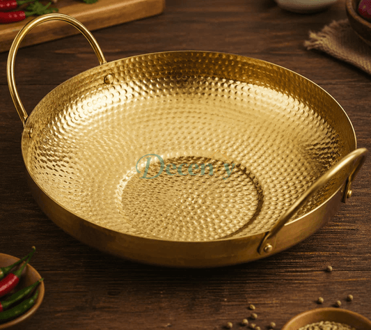 Premium Hammered Brass Serving Kadhai