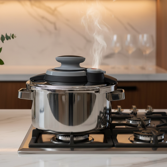 Premium 6L Turkish Stainless Steel Pressure Cooker with Silver Handles