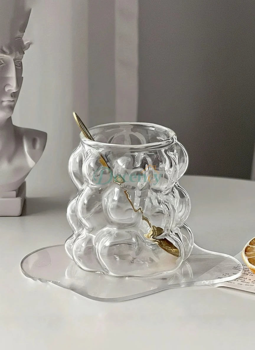 Grape Shaped Glass Coffee Cup Without Handle, Personalized Ins Style, Heat-Resistant High Borosilicate