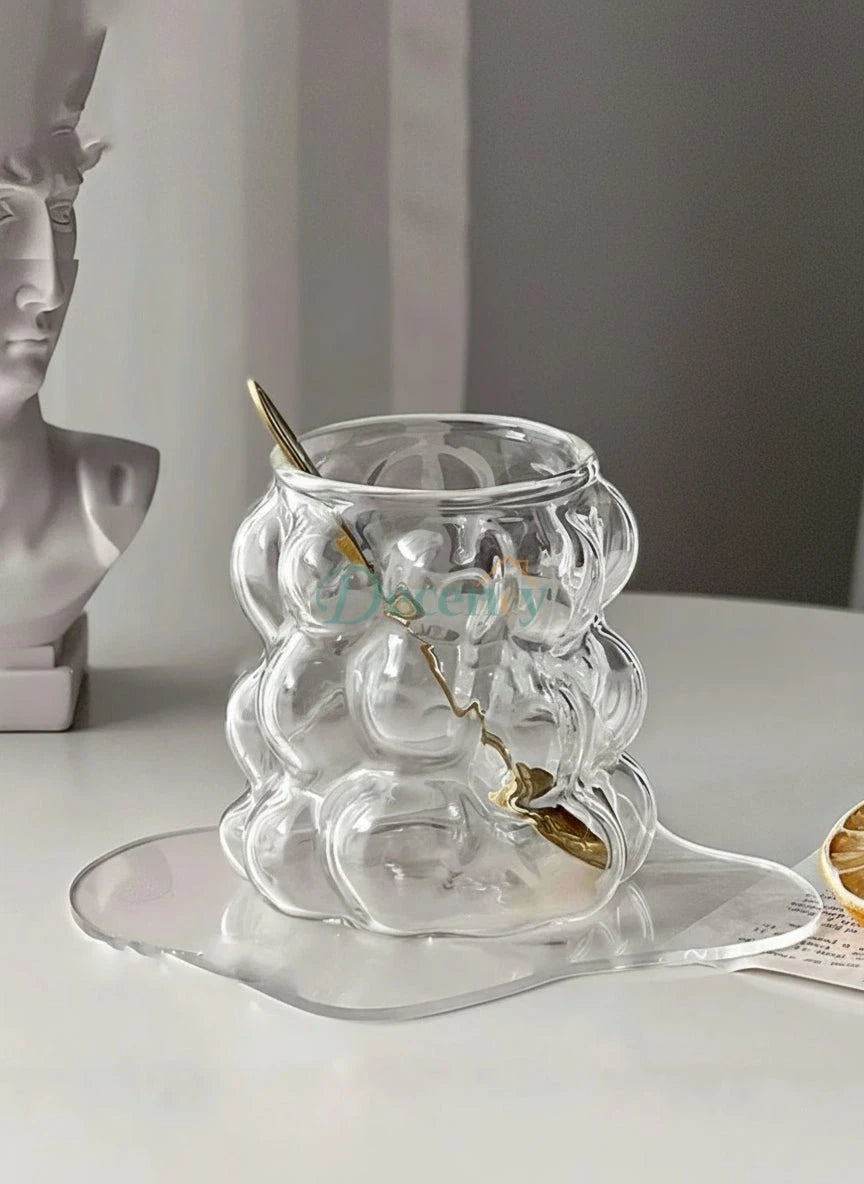 Grape Shaped Glass Coffee Cup Without Handle, Personalized Ins Style, Heat-Resistant High Borosilicate