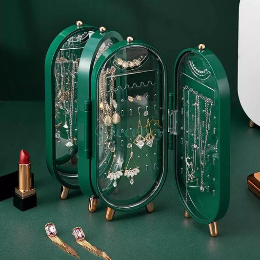 Folding Portable Jewelry Organizer Box with 153 Holes for Earrings and Necklaces