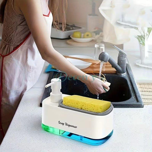 2 in 1 Hand and Dish Soap Dispenser Set with Tray for Kitchen Sink Countertop Storage Organizer