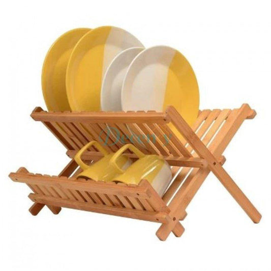 Bamboo Dish Drying Rack, Collapsible Dish Drying Rack for Kitchen Counter, Space Saving Counter
