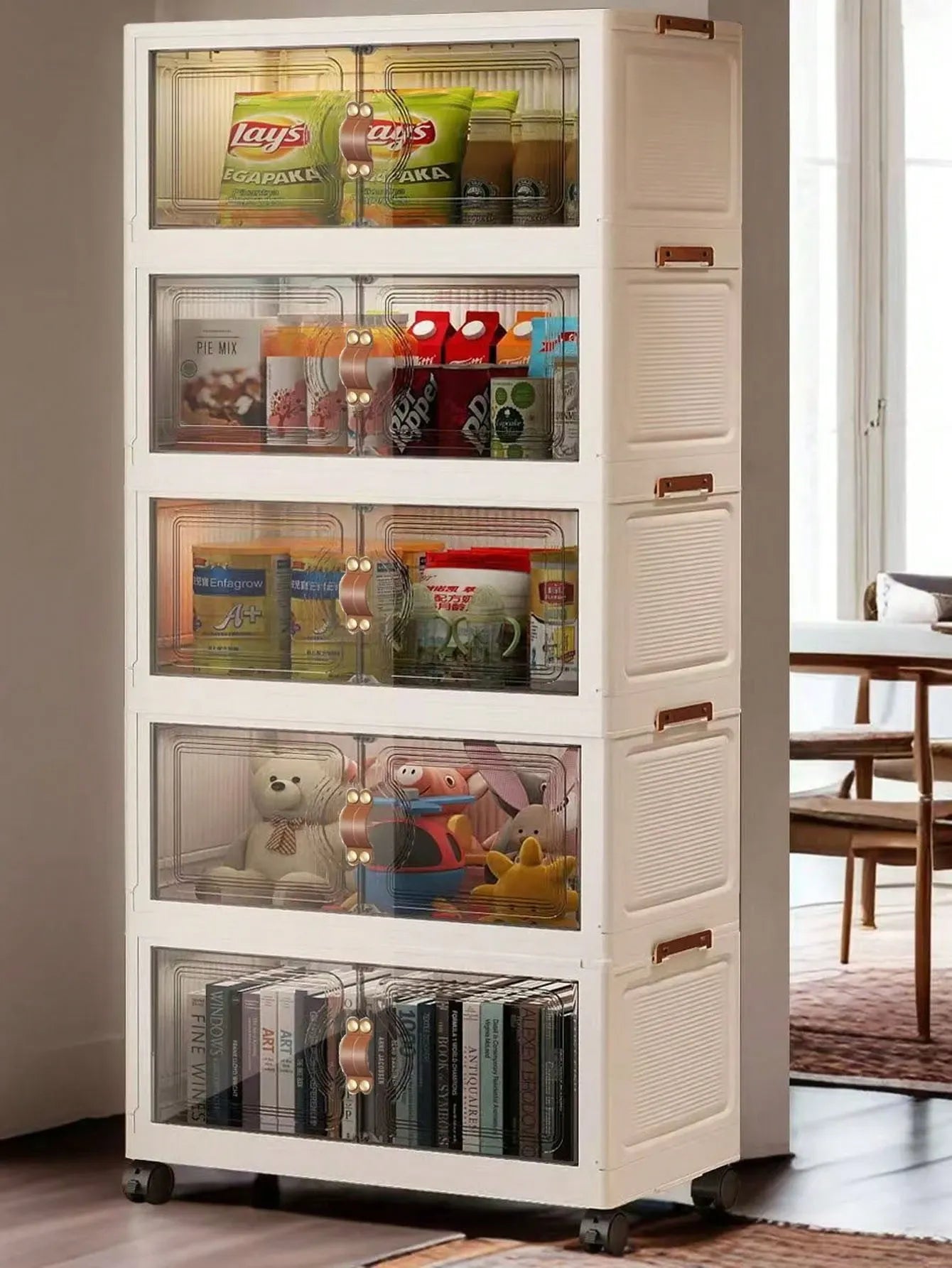 Plastic Foldable Closet Stackable Storage Box Organizer with Lid