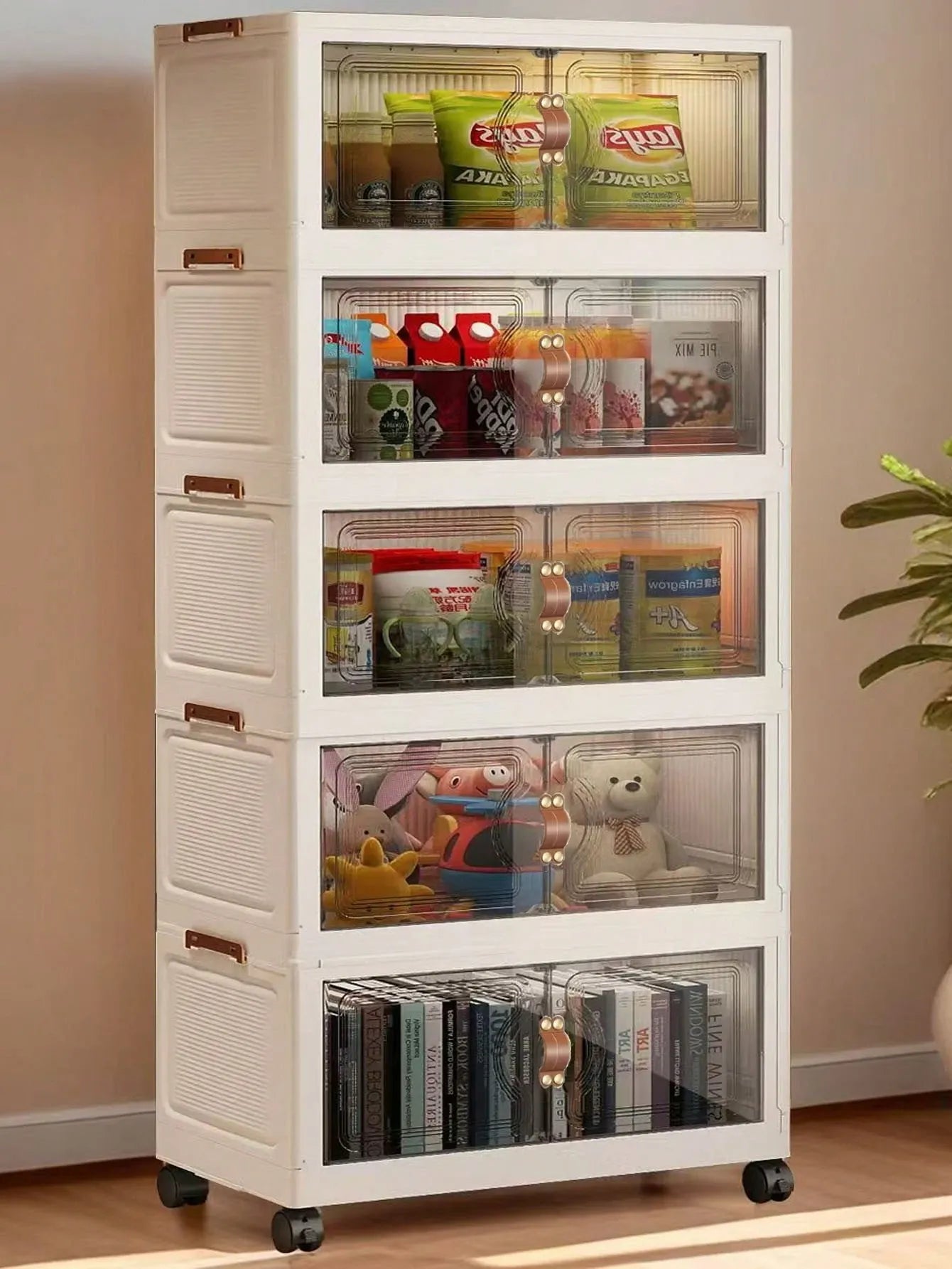 Plastic Foldable Closet Stackable Storage Box Organizer with Lid