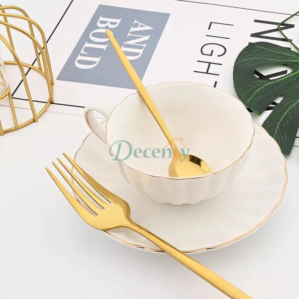 24 Pcs Premium Steel Cutlery Set-Plain Golden