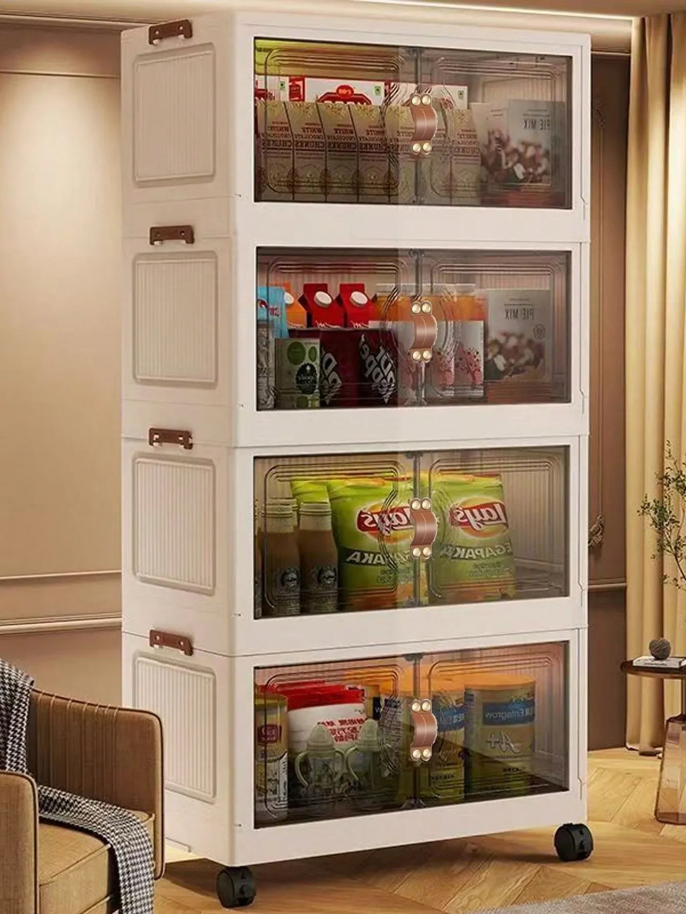 Plastic Foldable Closet Stackable Storage Box Organizer with Lid