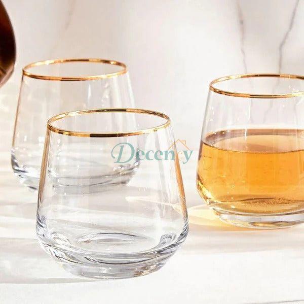 6 Pcs Decorium Gold Rim Crystal Drink Glass