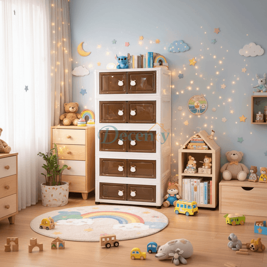 Luxury Kids 5 Layer Storage Cabinet with Display Doors & Drawers - Model 3