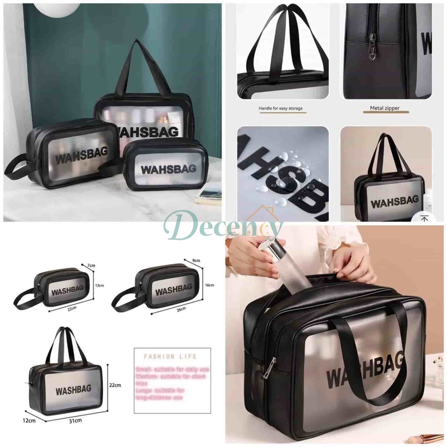 3 Piece Set Travel Water-proof Wash Bag
