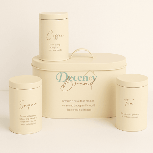 Luxury 4-Piece Bread, Tea, Coffee, and Sugar Canister Set - White
