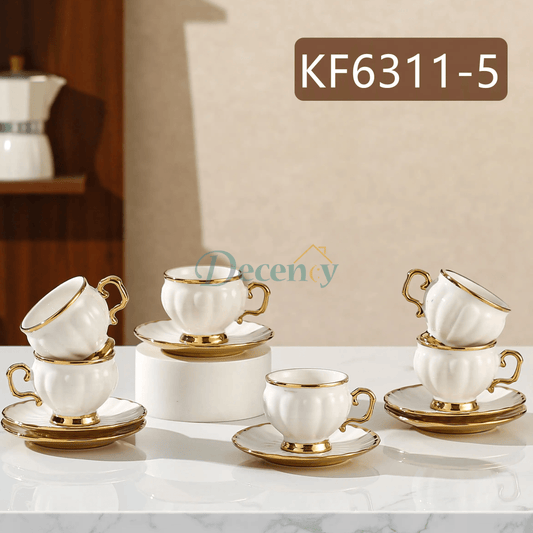 Luxury 6 Pcs Ceramic Cup & Saucer Tea Set – ( C-09 )