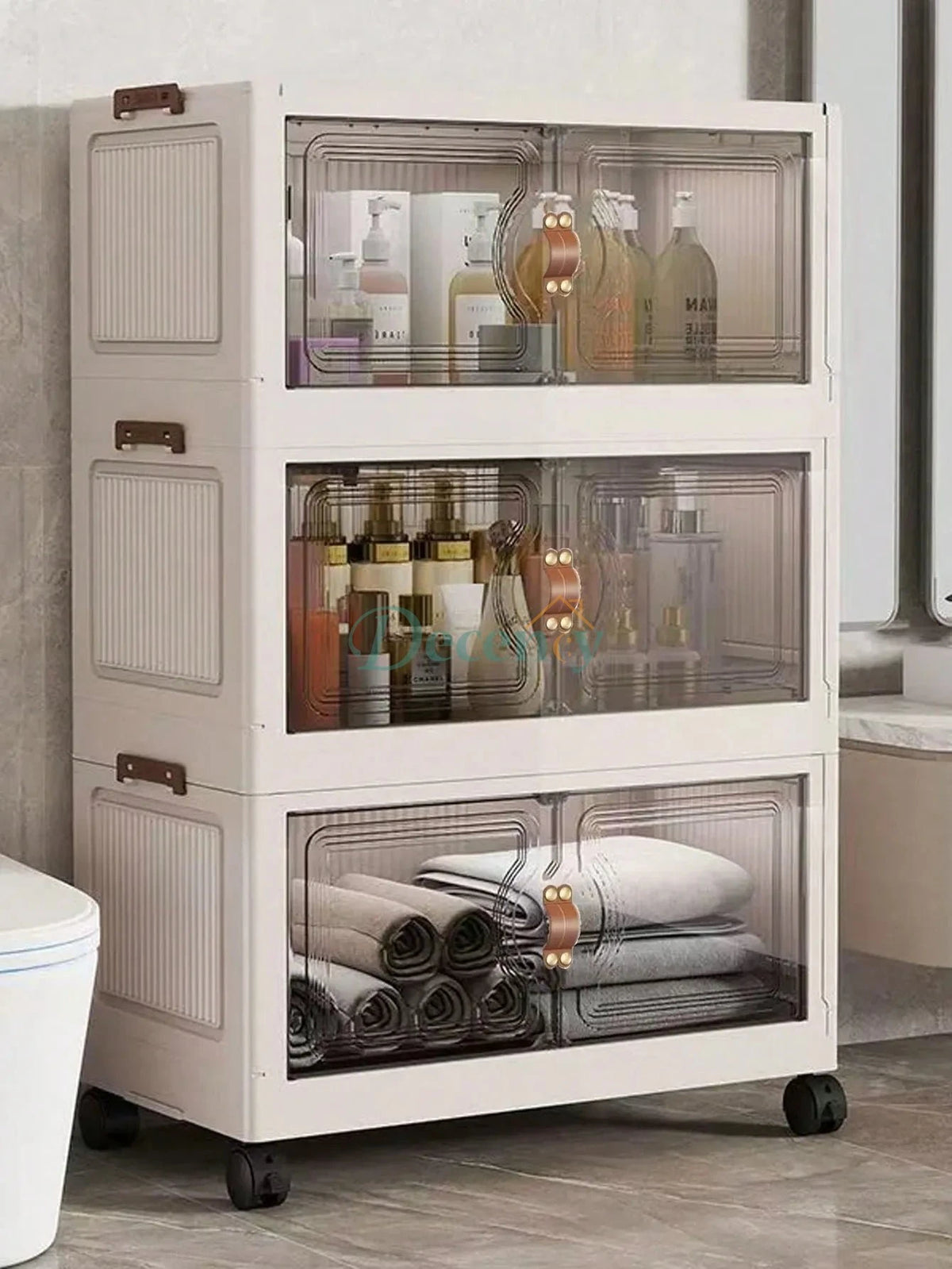 Plastic Foldable Closet Stackable Storage Box Organizer with Lid