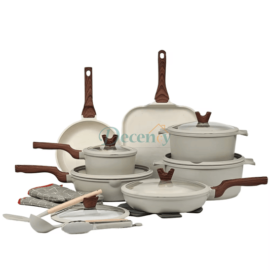 Donnor 21-Piece Aluminum Granite Marble Stone Coated Cookware Set with Glass Lid and Induction Bottom Pots Pans