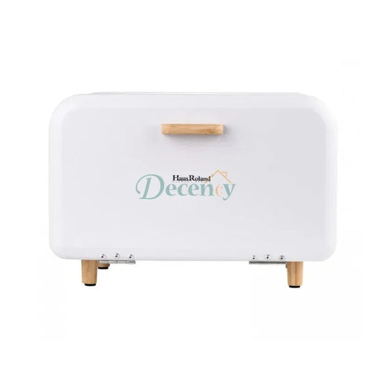 HausRoland Bread Box with Wooden Legs and Handle - Black & White