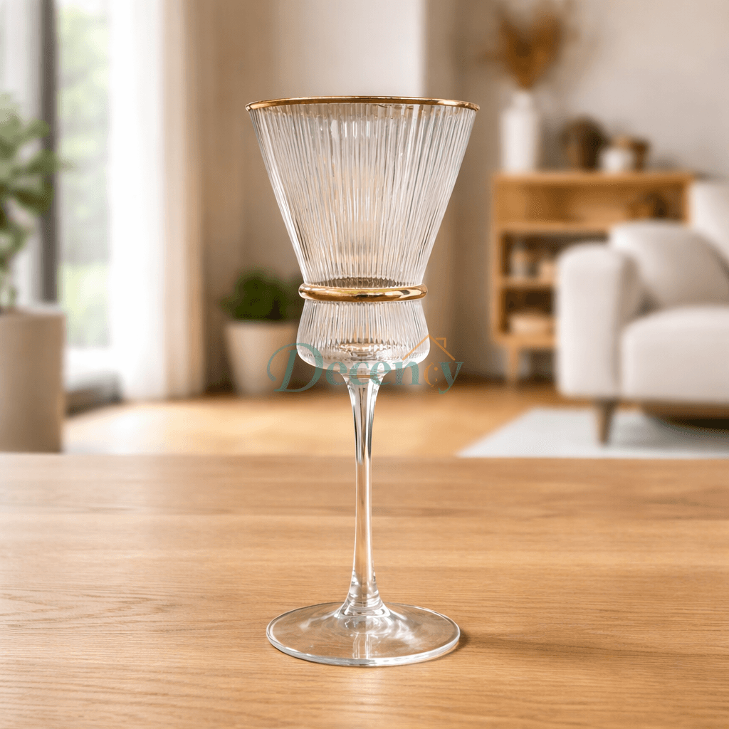 Crystal Golden Champagne Goblets | 6 Pcs