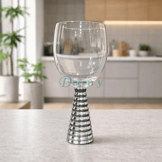 Screw Champagne Goblets Glass - Silver & Gold | 6 Pcs