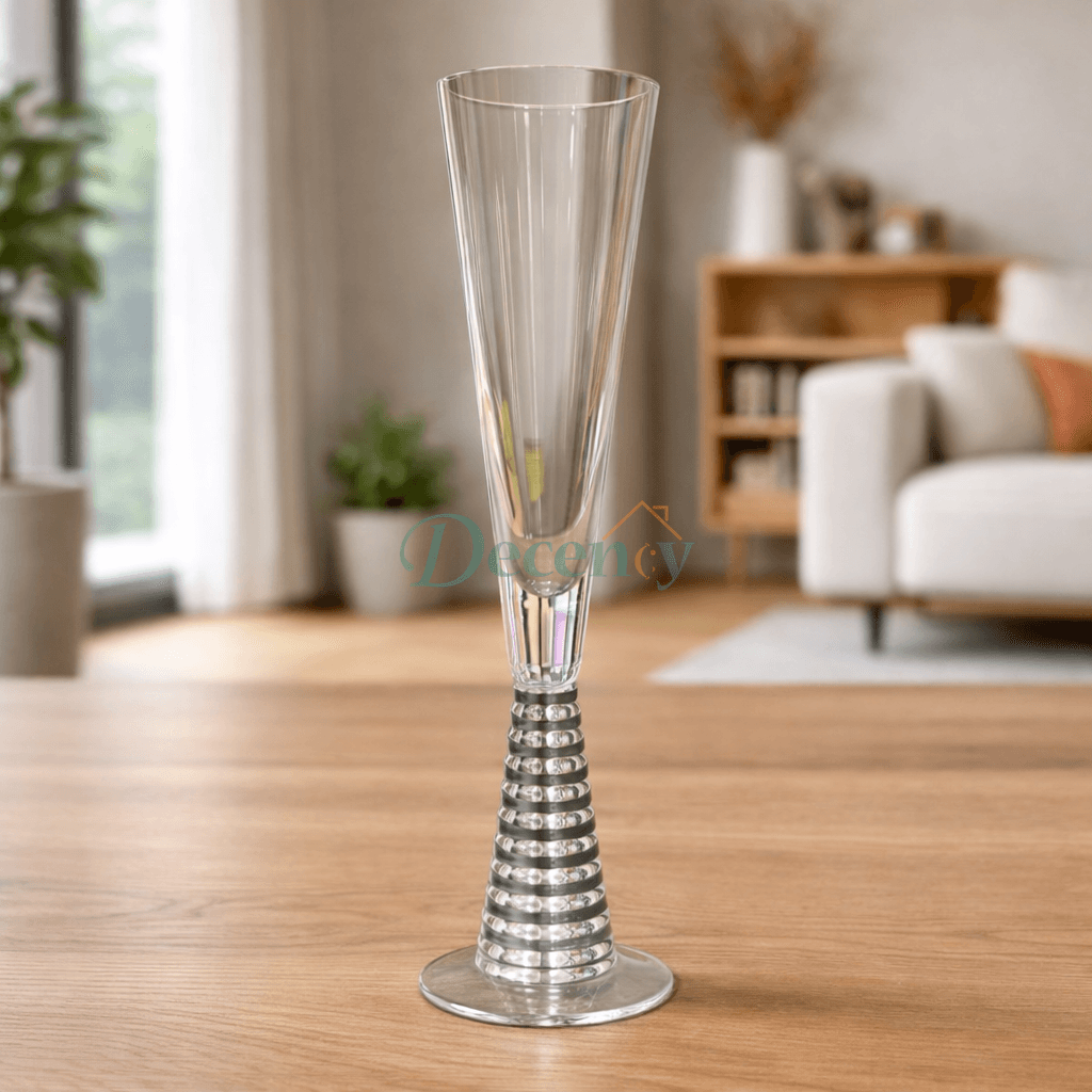 Screw Champagne Flutes Glass - Silver | 6 Pcs