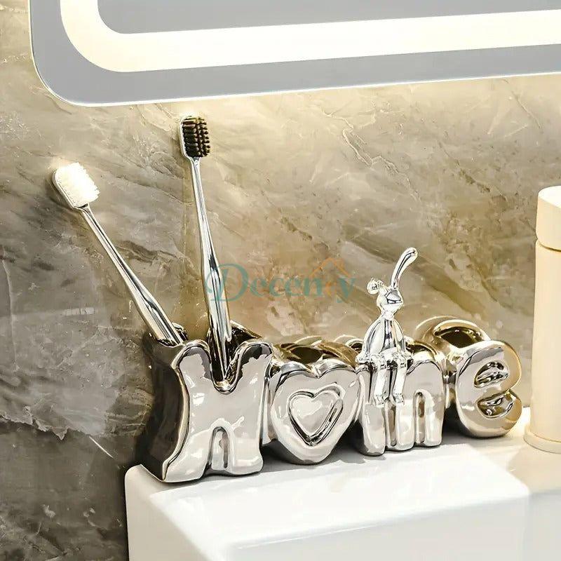 Creative Ceramic Toothbrush Holder – Minimalist & Elegant Bathroom Organizer