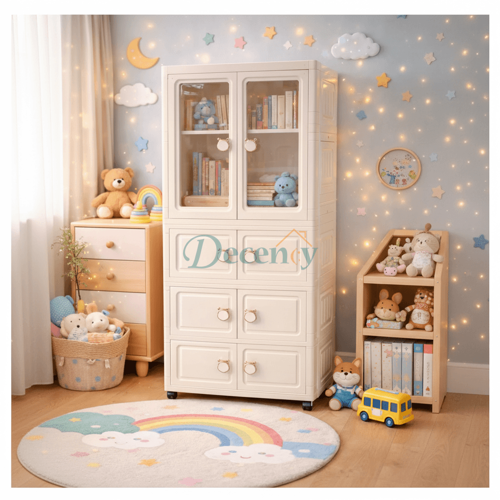 Luxury Kids Multi-Layer Storage Cabinet with Display Doors & Drawers - Model 2