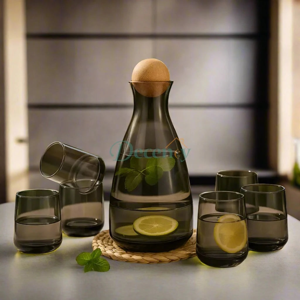 Amber Essence Carafe & Glass Set – 7Pc