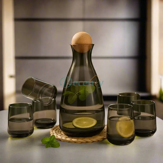 Amber Essence Carafe & Glass Set – 7Pc