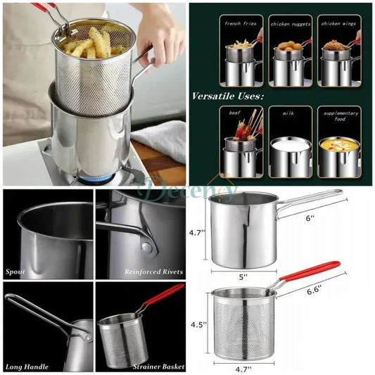 Ramadan Essential Stainless Steel Deep Frying Pot With Strainer