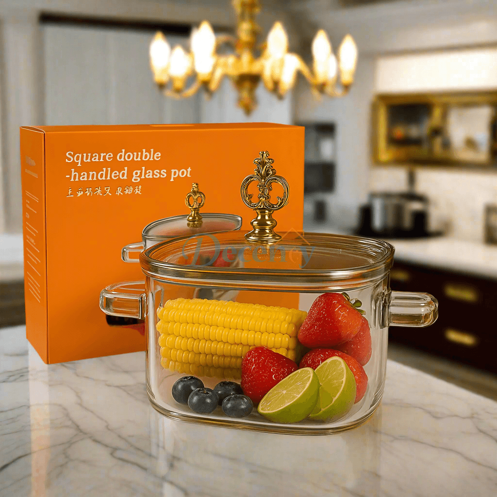 CrystalTherm Glass Pot – 2.2L Premium Heat & Cold Safe Cookware