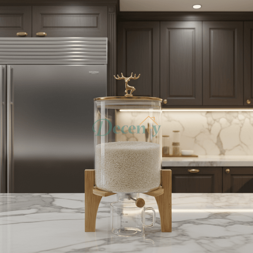 Luxury 5500ml Rice Dispenser with Measuring Cup – Elegant Kitchen Storage Jar