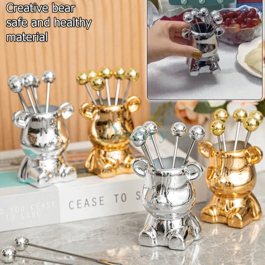 Stylish Bear Design Fruit Picks