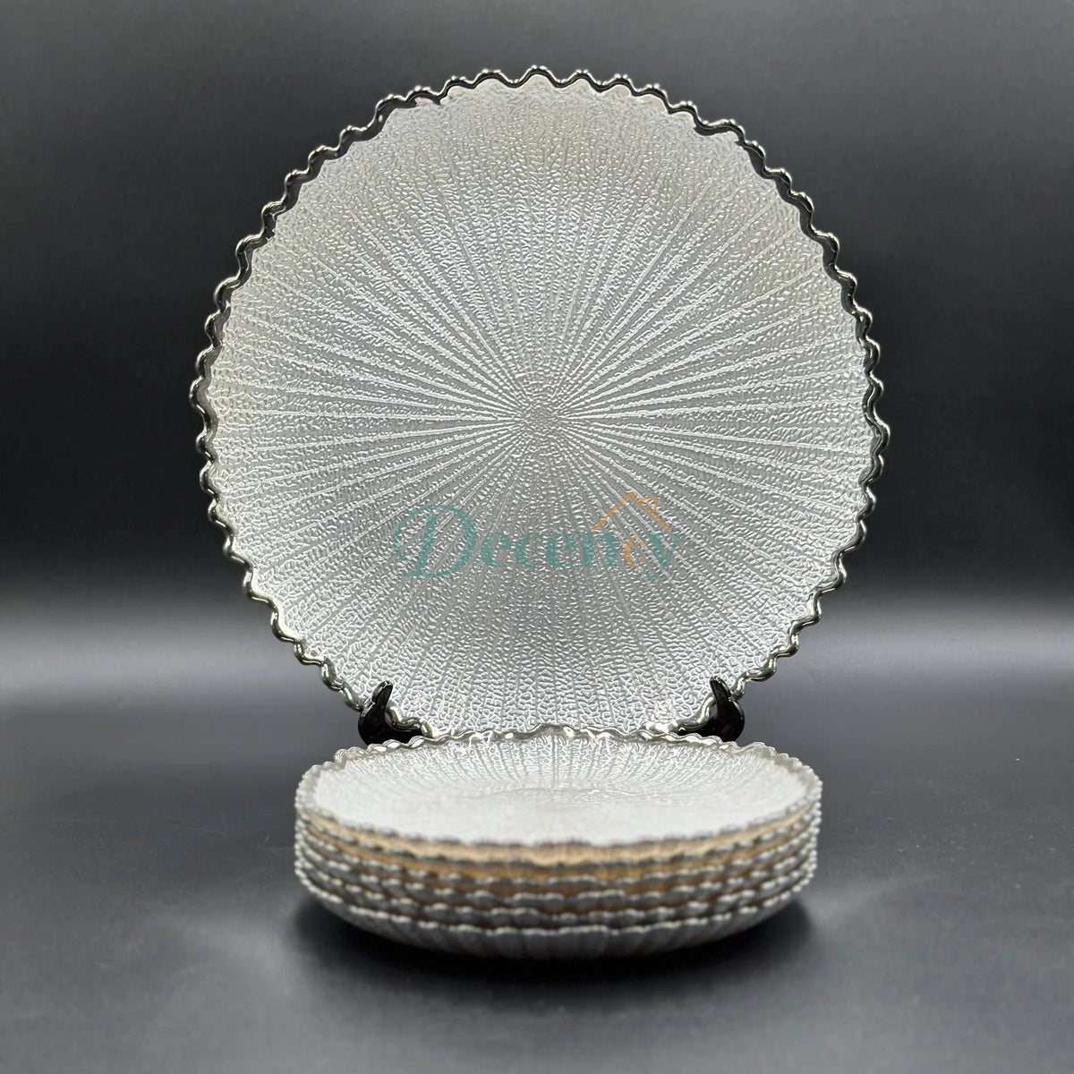 7 Pcs Glass Turkish Cake Set - White