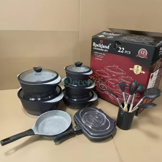 Rockland 22pcs Modern Kitchen Utensils Non Stick Aluminum Cookware Sets with Ceramic Coating