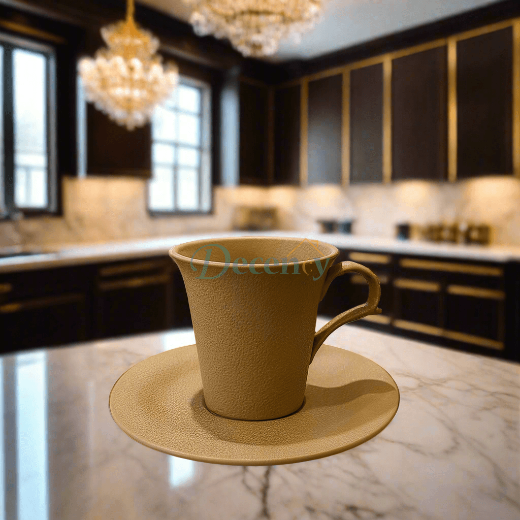 Winsor England tea set, 6-piece ceramic tea set, matte brown textured cups, 200cc cup and saucer set, elegant tea set for guests