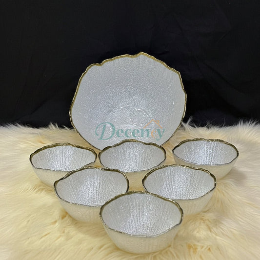 White & Gold line 7 pcs Ice Cream Bowl Set