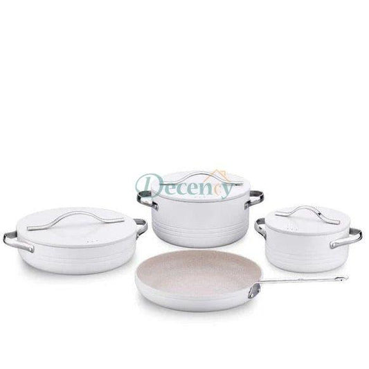 Korkmaz Linea Plus 7 pcs Cookware Set Rosegold & White