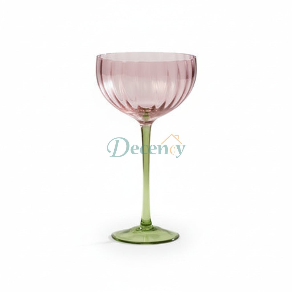 Danny Home Elegant 2 Piece Gin Saucer Glasses Set – Pink & Green